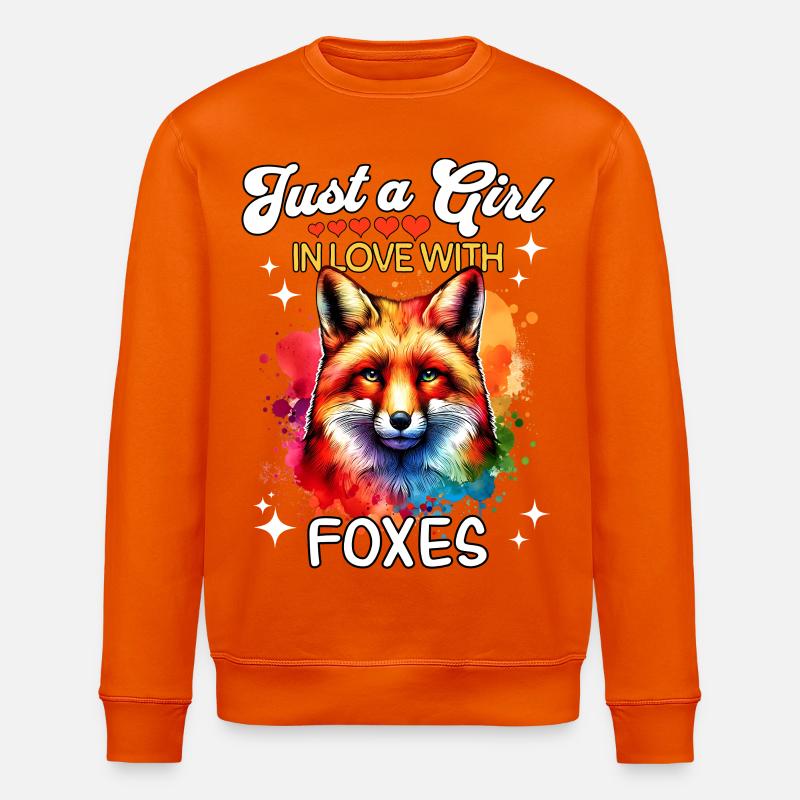 Red Fox Fox Girl Fox - Stanley/Stella ROLLER Unisex Organic Sweatshirt - bright orange