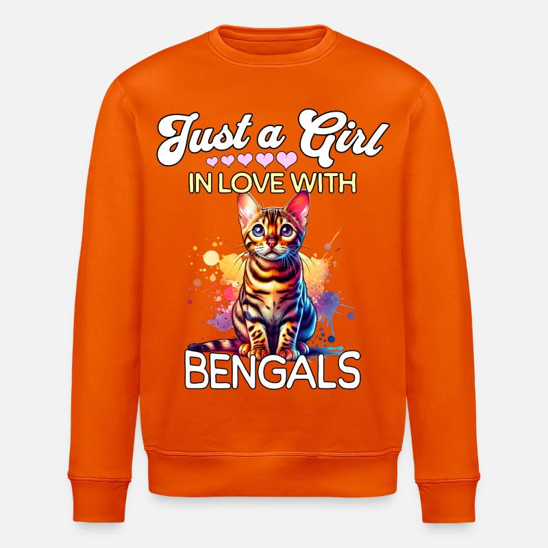 Fille Chat du Bengale - Sweat bio ROLLER Stanley/Stella Unisexe - orange profond