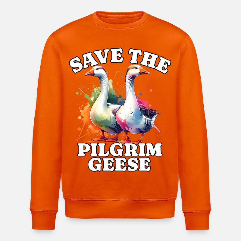 Pilgrim Gans Save Pilgrim Goose - Stanley/Stella ROLLER Unisex Organic Sweatshirt - bright orange