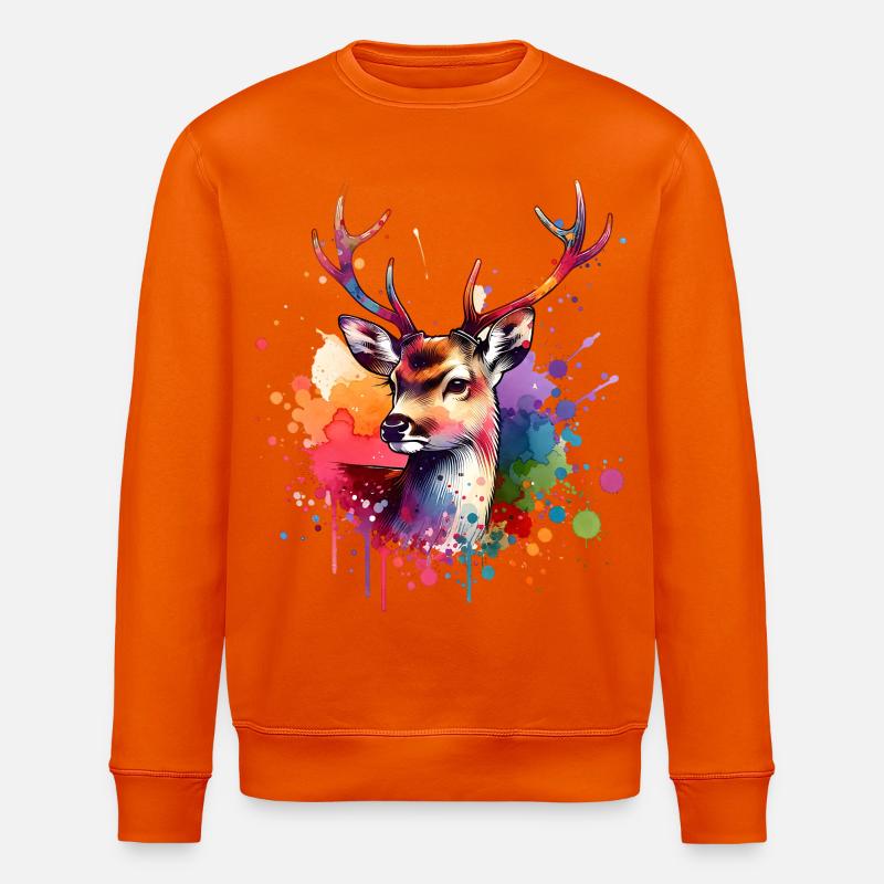 Weisswedelhirsch Geschenk - Stanley/Stella Unisex Bio-Sweatshirt ROLLER - Tieforange
