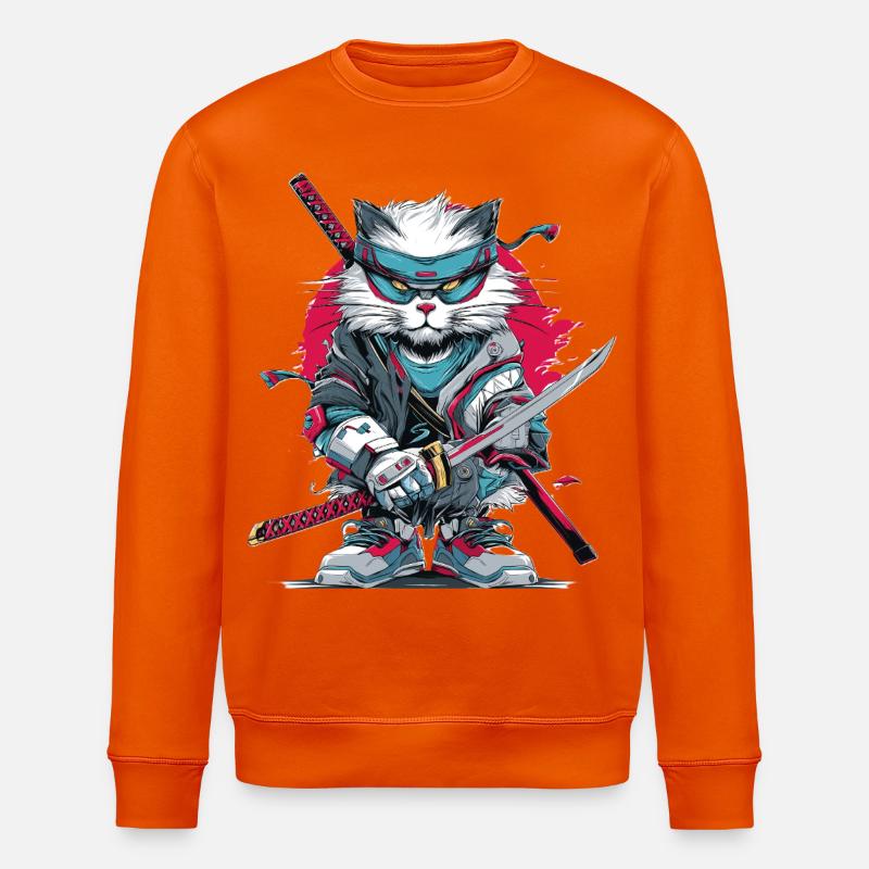 Japanische Katze  - Stanley/Stella Unisex Bio-Sweatshirt ROLLER - Tieforange