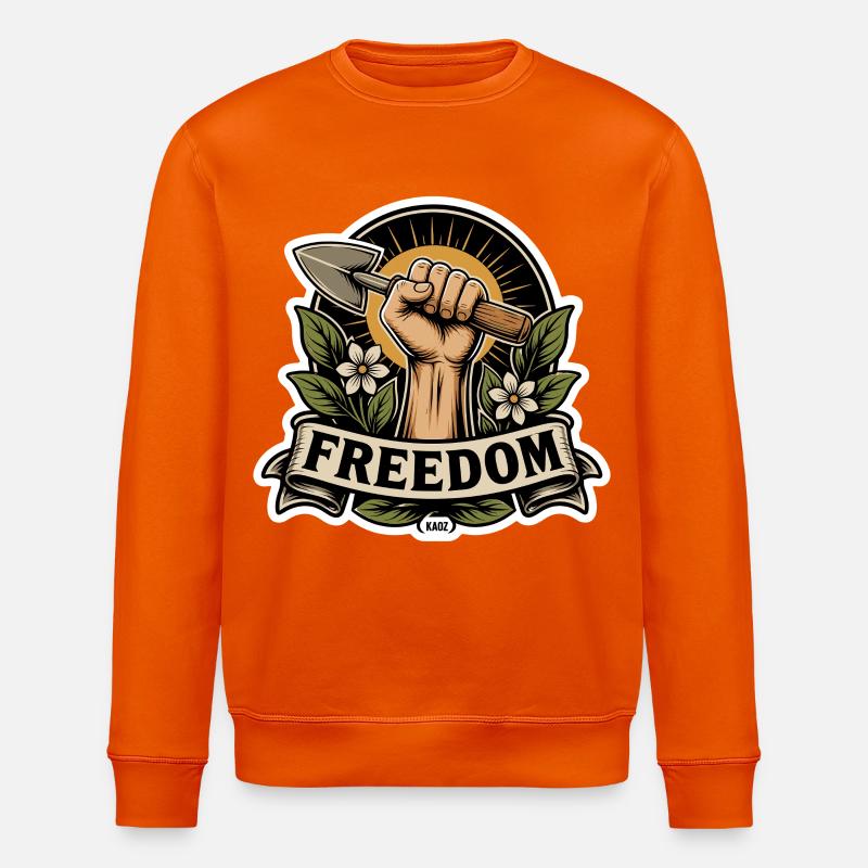 Freiheitsfaust-Emblem mit Schaufel - Stanley/Stella Unisex Bio-Sweatshirt ROLLER - Tieforange