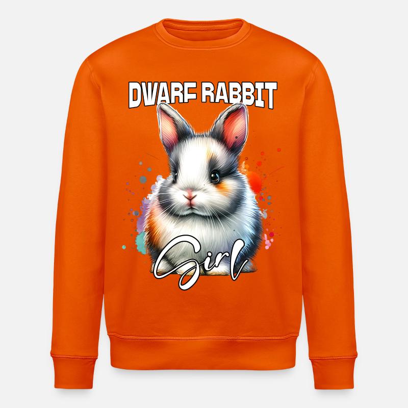 Dwarf Rabbit Girl Dwarf Rabbit - Stanley/Stella ROLLER Unisex Organic Sweatshirt - bright orange