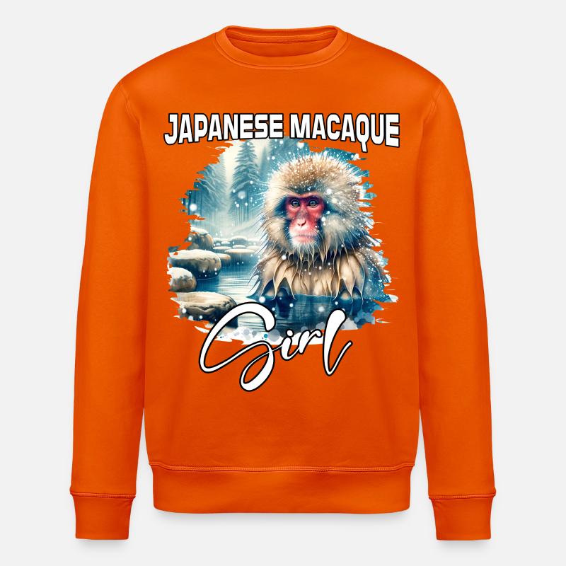 Japanese Macaque Mädchen Japanmakak - Stanley/Stella Unisex Bio-Sweatshirt ROLLER - Tieforange
