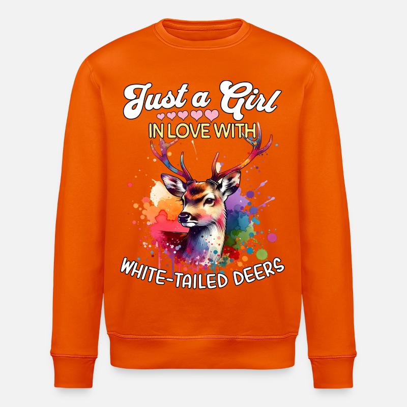 Weisswedelhirsch Mädchen White-Tailed Deer - Stanley/Stella Unisex Bio-Sweatshirt ROLLER - Tieforange