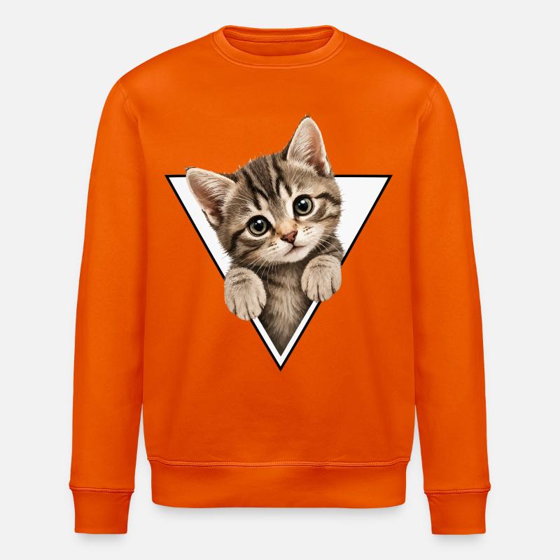 Kitten in the triangle - Stanley/Stella ROLLER Unisex Organic Sweatshirt - bright orange