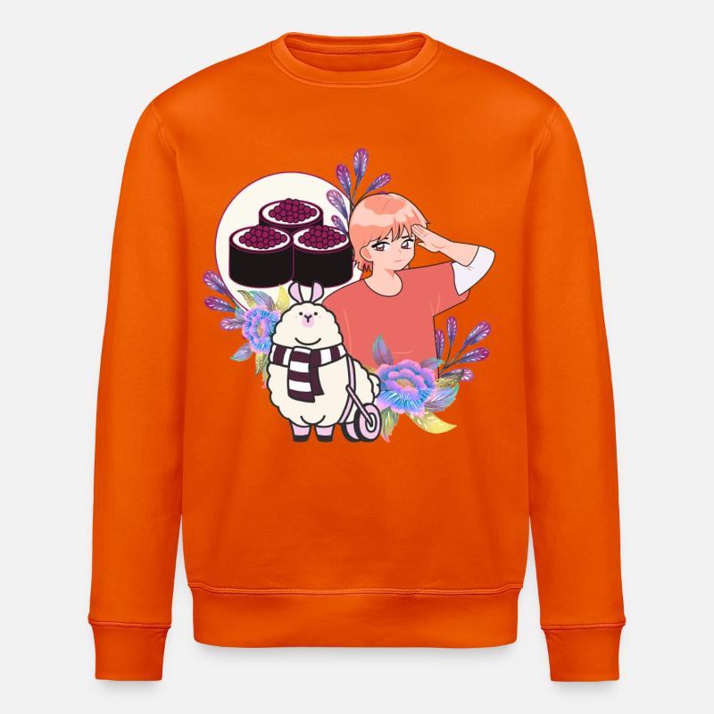 Sushi-Zeit & Alpaca im Rollstuhl - Stanley/Stella Unisex Bio-Sweatshirt ROLLER - Tieforange