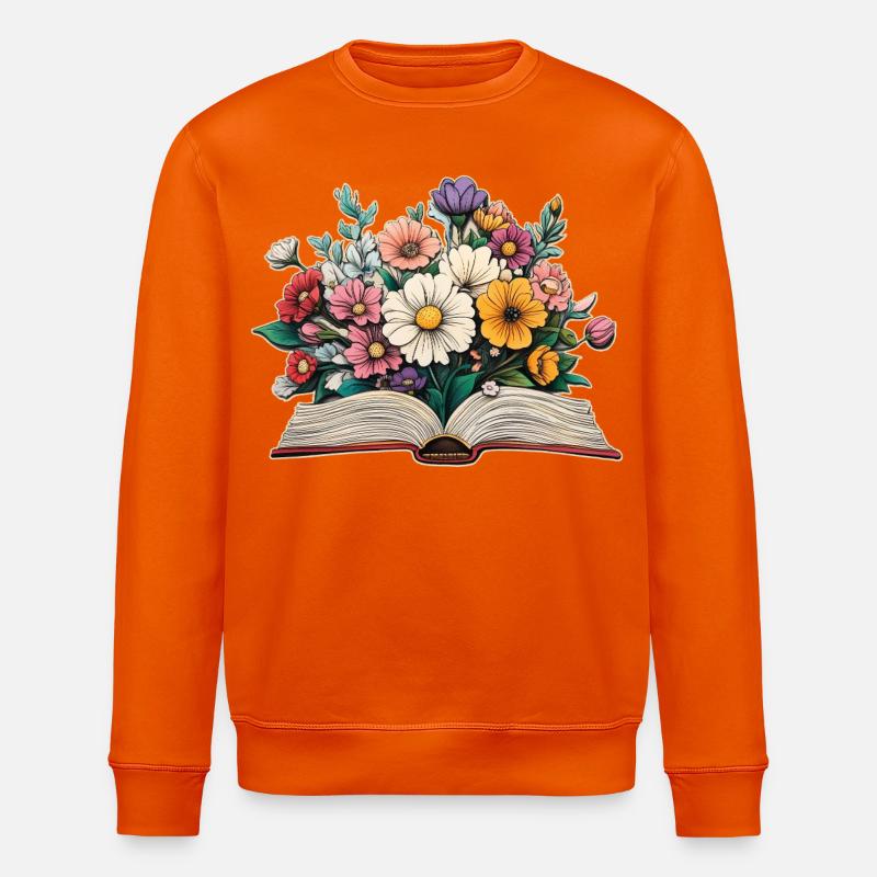 Buch mit Blumen - Stanley/Stella Unisex Bio-Sweatshirt ROLLER - Tieforange