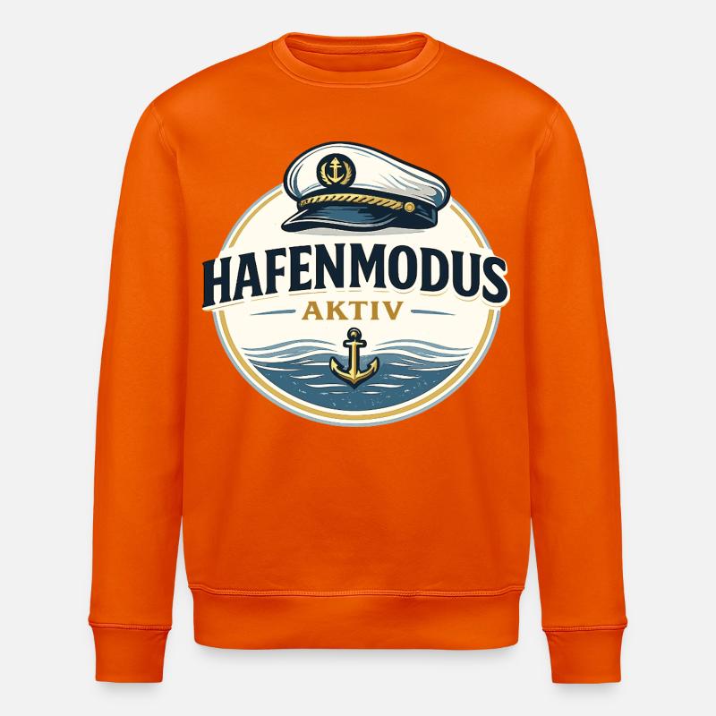Hafenmodus aktiv maritimer Anker Spruch - Stanley/Stella Unisex Bio-Sweatshirt ROLLER - Tieforange