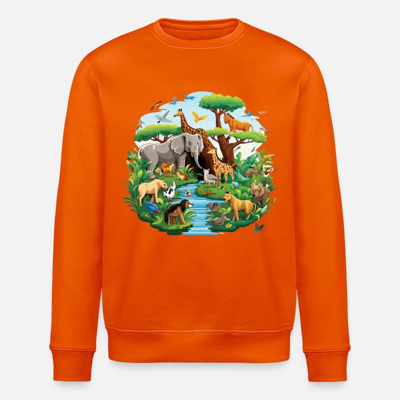 Dschungelpanorama der Tierwelt - Stanley/Stella Unisex Bio-Sweatshirt ROLLER - Tieforange