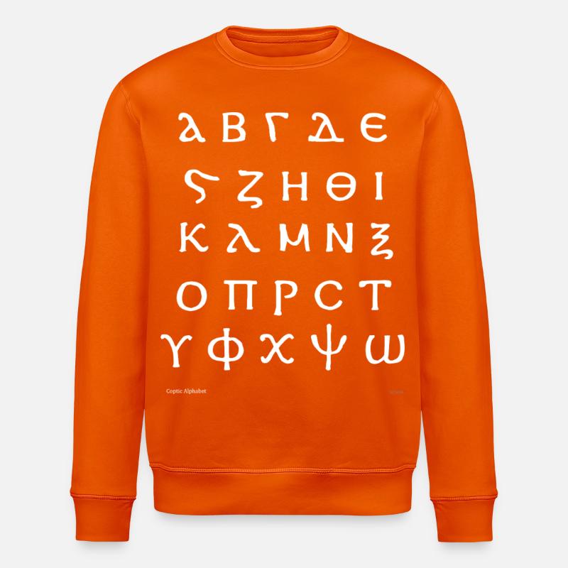 Alphabet copte (blanc) - Sweat bio ROLLER Stanley/Stella Unisexe - orange profond