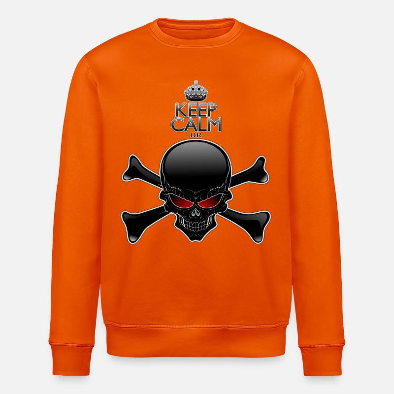 Bleib ruhig oder sterbe, Schwarzer Schädel - Stanley/Stella Unisex Bio-Sweatshirt ROLLER - Tieforange