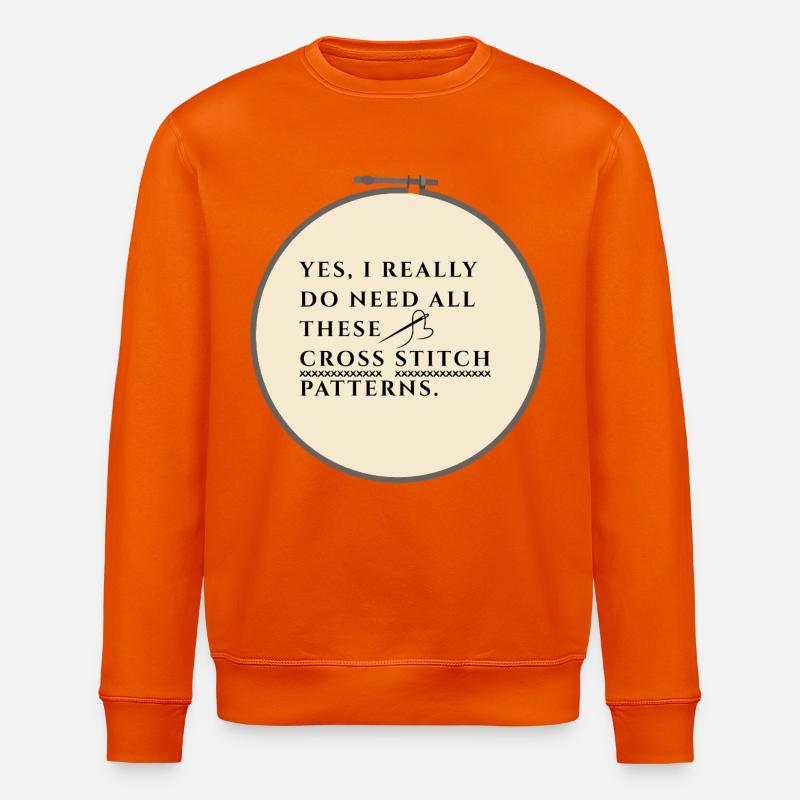 Cross Stitch Pattern Obsession - Stanley/Stella ROLLER Unisex Organic Sweatshirt - bright orange
