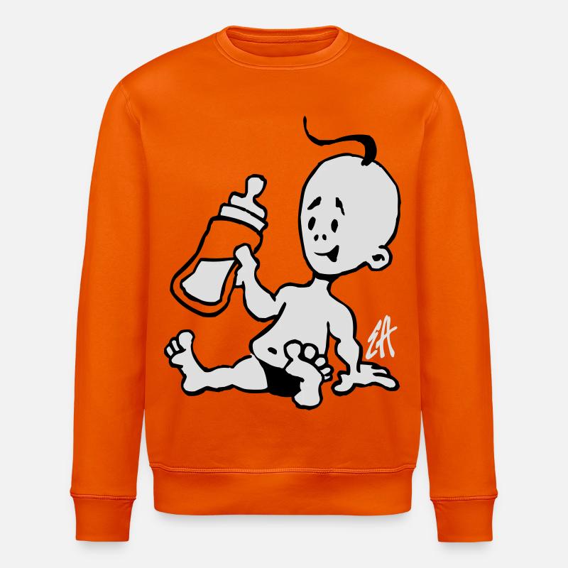 Baby mit einer Milchflasche - Stanley/Stella Unisex Bio-Sweatshirt ROLLER - Tieforange