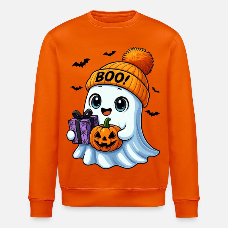 Fantôme d’Halloween mignon avec citrouille - Sweat bio ROLLER Stanley/Stella Unisexe - orange profond