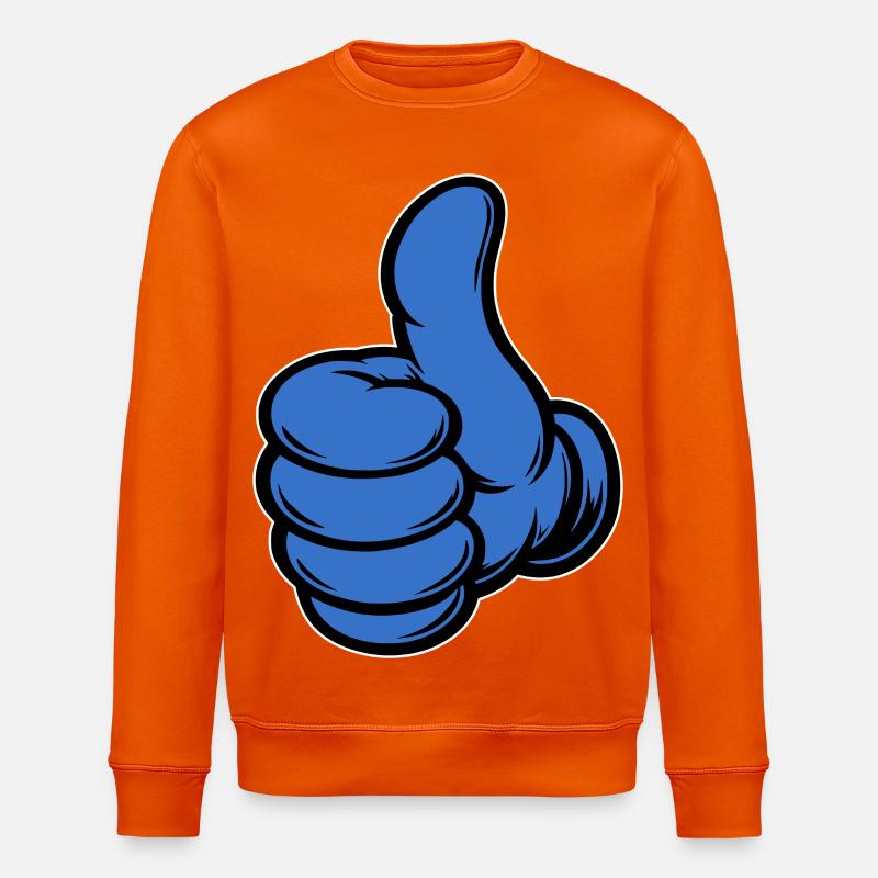 OK Comic Daumenhoch Handsymbol blau - Stanley/Stella Unisex Bio-Sweatshirt ROLLER - Tieforange