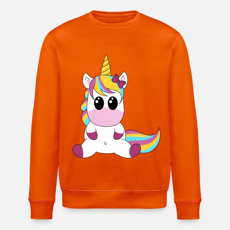 Einhorn Regenbogen Kuschelmotiv - Stanley/Stella Unisex Bio-Sweatshirt ROLLER - Tieforange