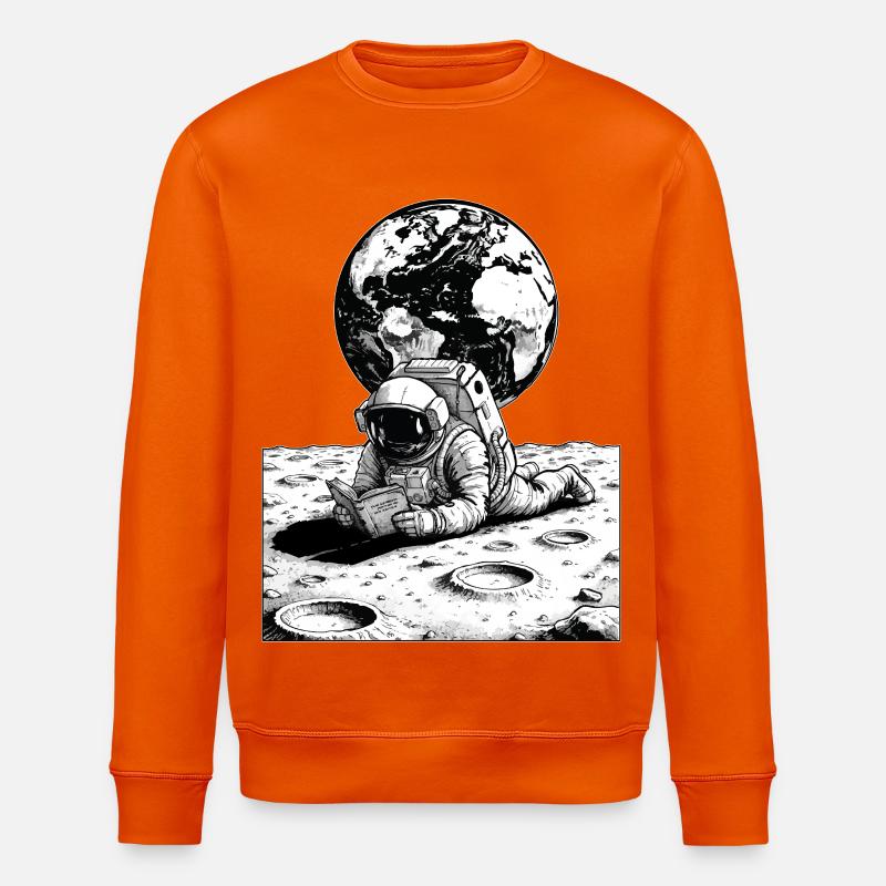 Astronaute Lecture Lune Terre - Sweat bio ROLLER Stanley/Stella Unisexe - orange profond
