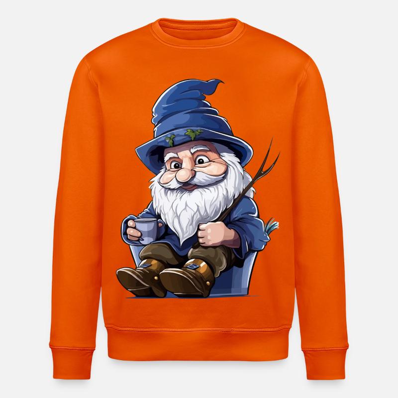 Blauer Waldgnom mit Becher - Stanley/Stella Unisex Bio-Sweatshirt ROLLER - Tieforange
