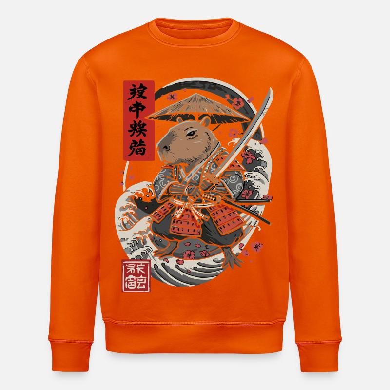 Samurai Capybara Kampf Illustration - Stanley/Stella Unisex Bio-Sweatshirt ROLLER - Tieforange