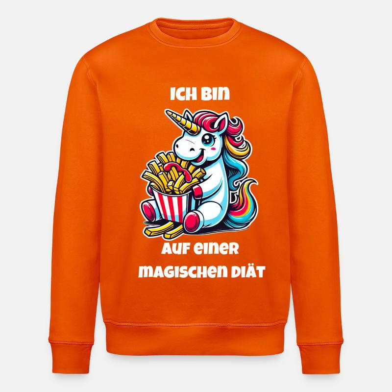 Einhorn Pommes Spaß - Stanley/Stella Unisex Bio-Sweatshirt ROLLER - Tieforange
