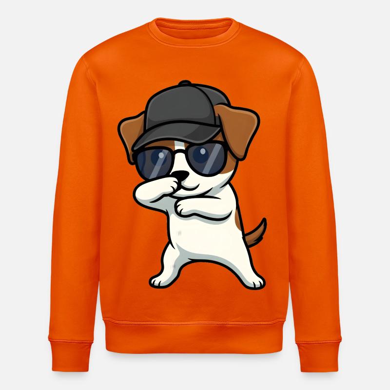 Dabbing Jack Russel Terrier - Stanley/Stella ROLLER Unisex Organic Sweatshirt - bright orange