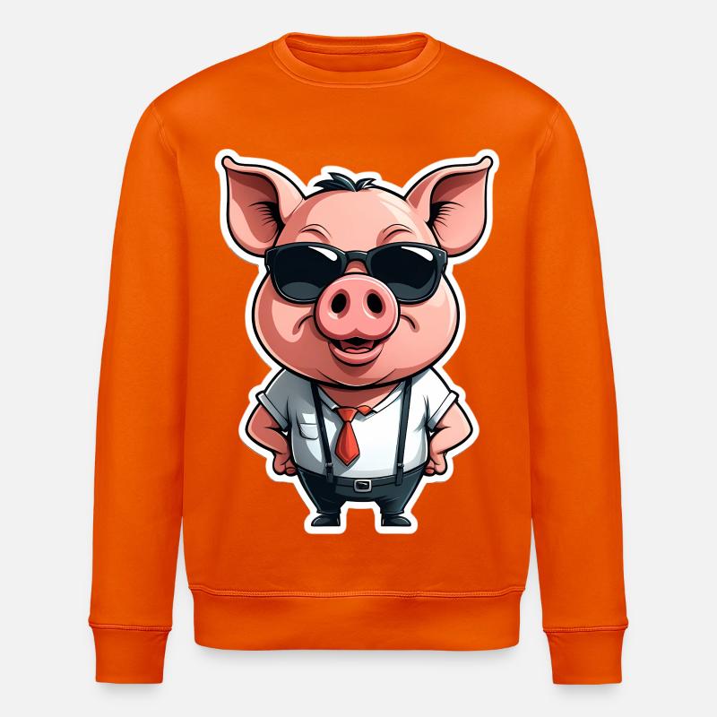 CEO-Sau mit Sonnenbrille - Stanley/Stella Unisex Bio-Sweatshirt ROLLER - Tieforange