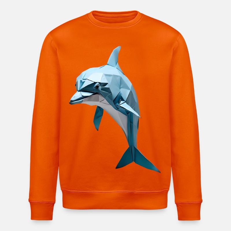 Bleu Low-Poly Dolphin - Sweat bio ROLLER Stanley/Stella Unisexe - orange profond