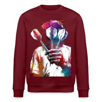 Dart Player Sports Art #darts #sport - Stanley/Stella ROLLER Unisex Organic Sweatshirt - burgundy - Front - Nik (191cm)