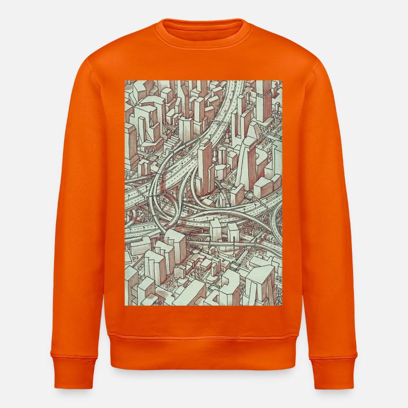 Wireframe Intersection - Stanley/Stella ROLLER Unisex Organic Sweatshirt - bright orange