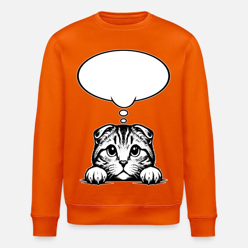 Scottish Fold-eared Cat Speech Bubble - Stanley/Stella ROLLER Unisex Organic Sweatshirt - bright orange