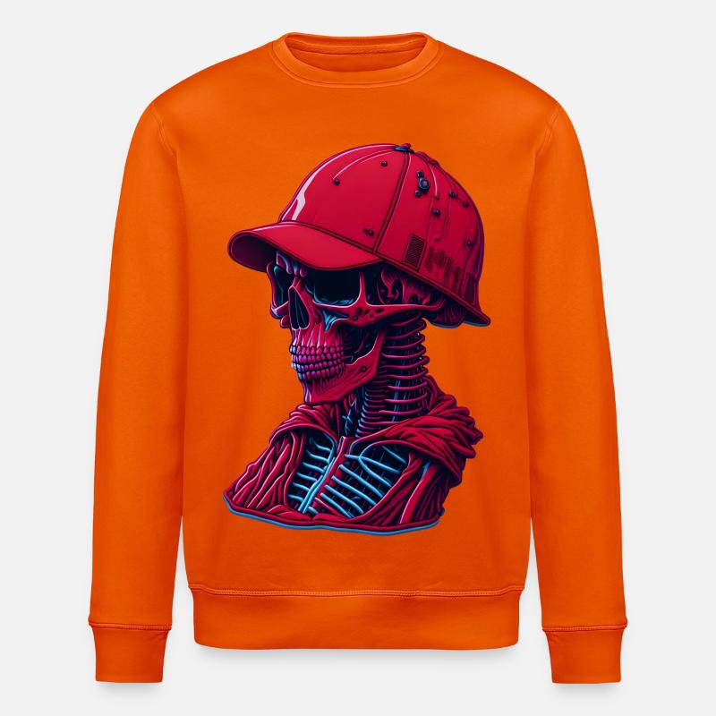 Skeleton with cap - Stanley/Stella ROLLER Unisex Organic Sweatshirt - bright orange
