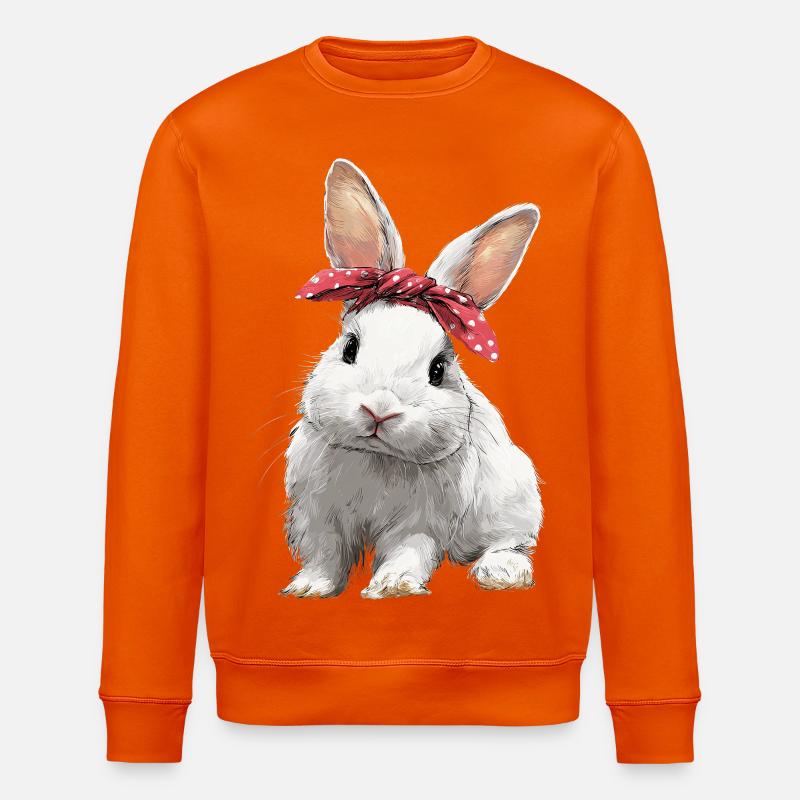 Bunny Rabbit Bow - Stanley/Stella ROLLER Unisex Organic Sweatshirt - bright orange