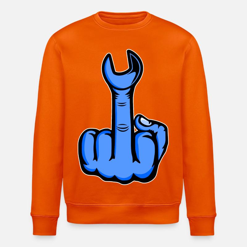 Blauer Mittelfinger mit Schraubenschlüssel - Stanley/Stella Unisex Bio-Sweatshirt ROLLER - Tieforange