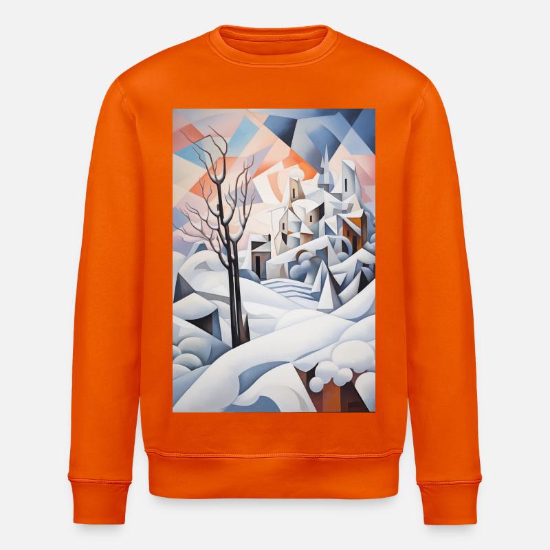 Verschneite Landschaft im geometrischen Stil - Stanley/Stella Unisex Bio-Sweatshirt ROLLER - Tieforange