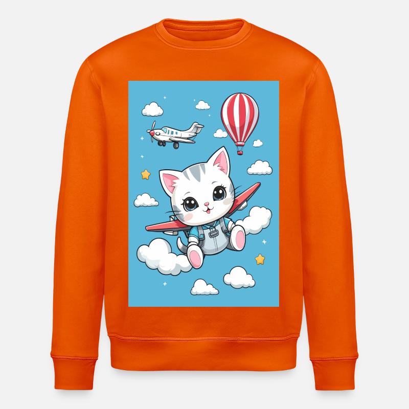 Chat volant mignon - Sweat bio ROLLER Stanley/Stella Unisexe - orange profond