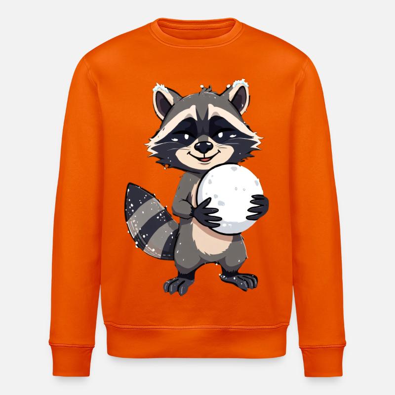 Waschbär mit grossem Schneeball - Stanley/Stella Unisex Bio-Sweatshirt ROLLER - Tieforange