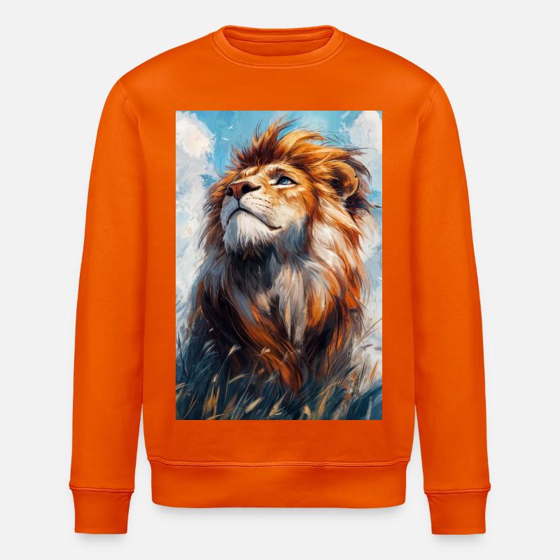 Illustration eines Löwen - Stanley/Stella Unisex Bio-Sweatshirt ROLLER - Tieforange