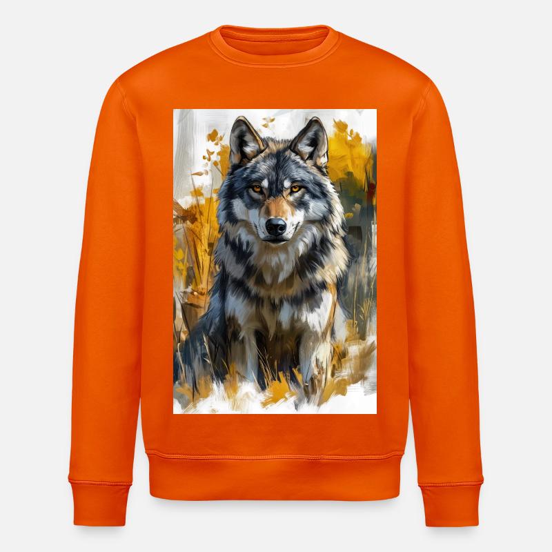 Illustration of a wolf - Stanley/Stella ROLLER Unisex Organic Sweatshirt - bright orange