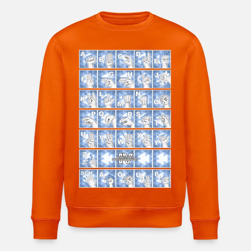 Deutsches Fingeralphabet 4 - blau / - Stanley/Stella Unisex Bio-Sweatshirt ROLLER - Tieforange