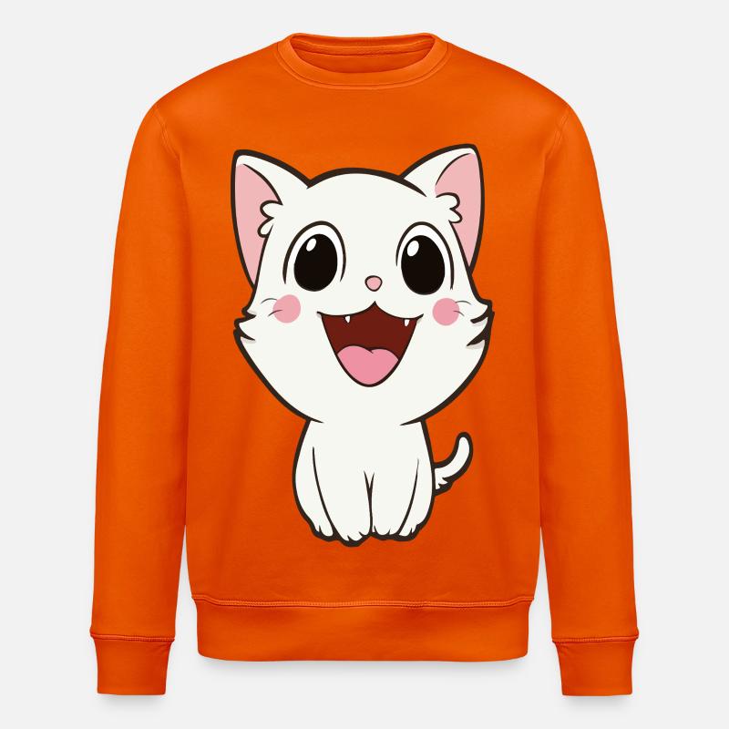 Verspieltes weißes Kätzchen-Maskottchen - Stanley/Stella Unisex Bio-Sweatshirt ROLLER - Tieforange