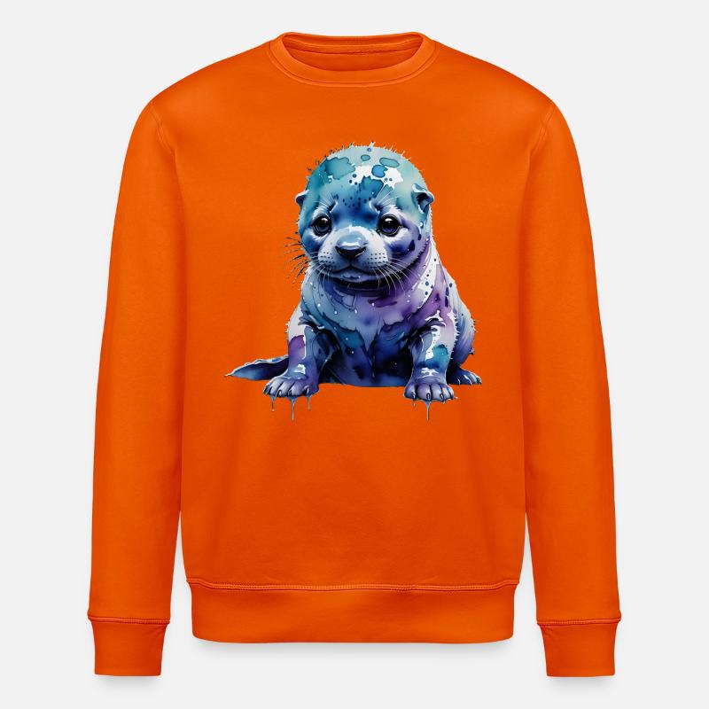 Loutre de phoque aquarelle - Sweat bio ROLLER Stanley/Stella Unisexe - orange profond