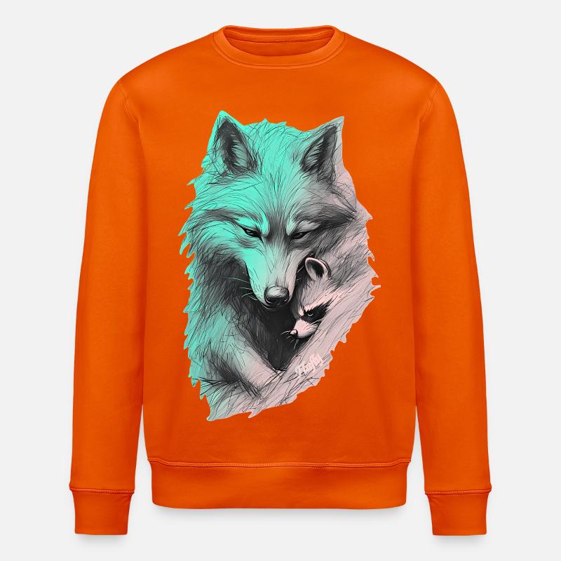🐺 🦝 Shared Silence - Stanley/Stella ROLLER Unisex Organic Sweatshirt - bright orange