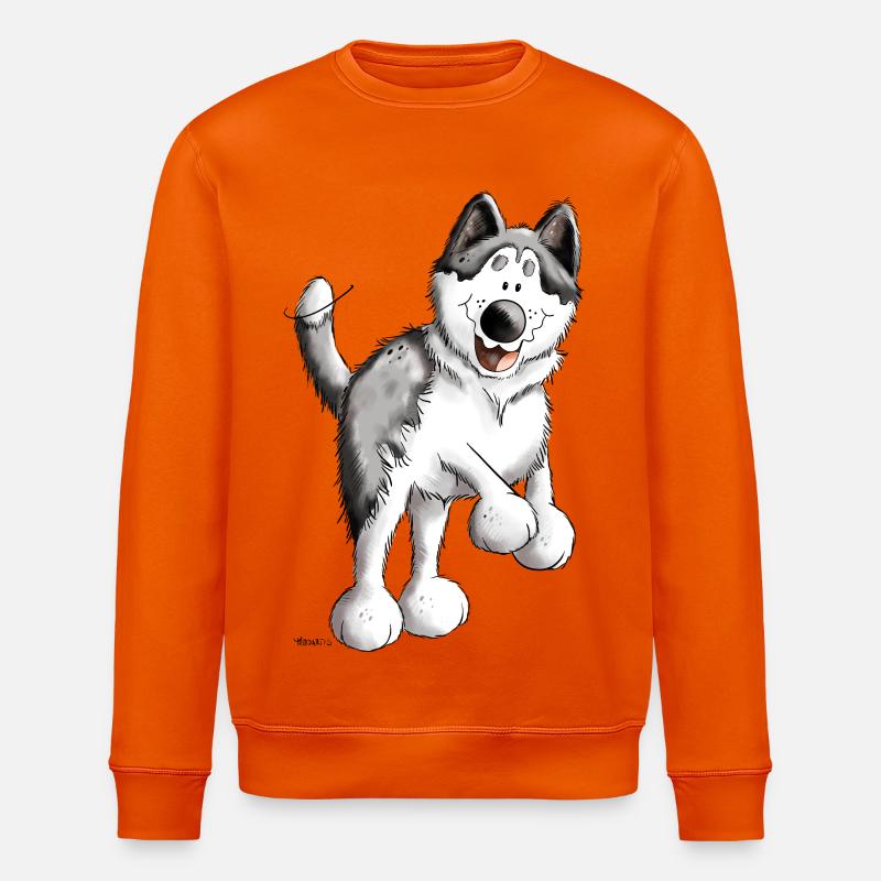 Fröhlicher Husky - Stanley/Stella Unisex Bio-Sweatshirt ROLLER - Tieforange