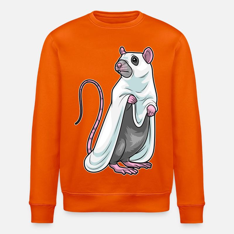 Rat Halloween Ghost - Stanley/Stella ROLLER Unisex Organic Sweatshirt - bright orange