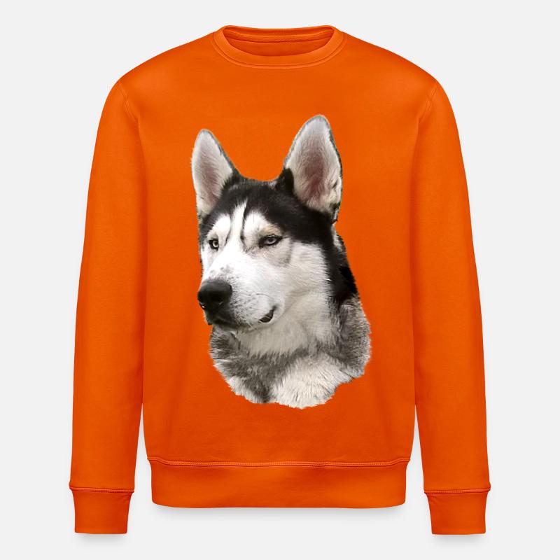 Visage husky Noir Blanc - Sweat bio ROLLER Stanley/Stella Unisexe - orange profond
