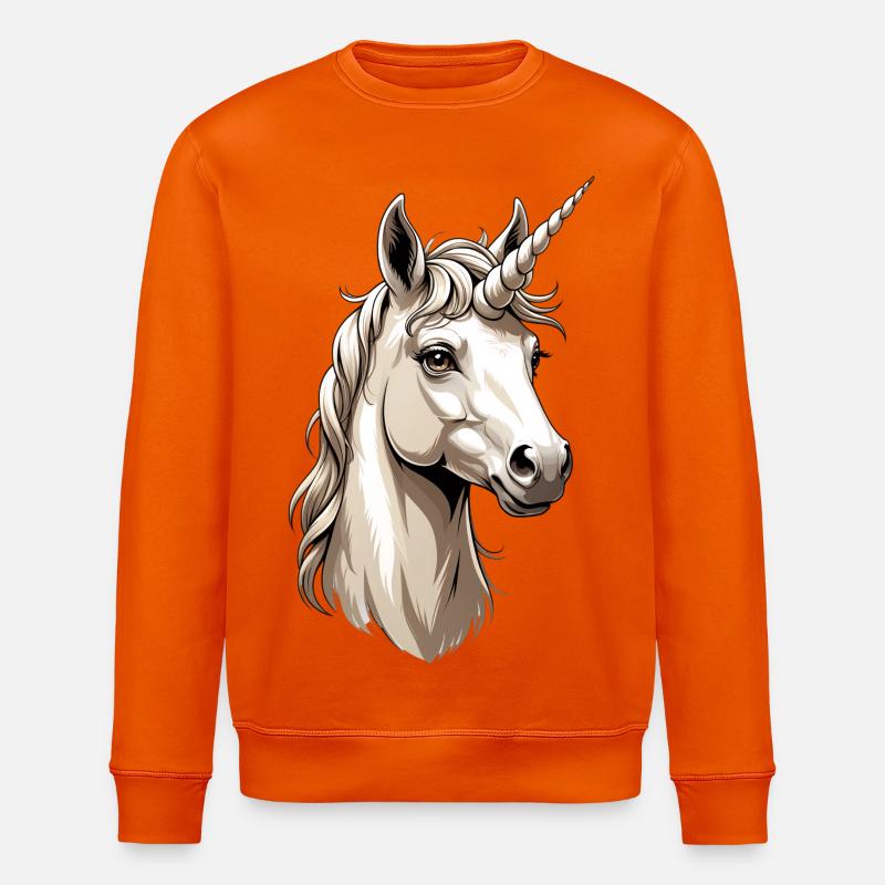 Einhornkopf Illustration - Stanley/Stella Unisex Bio-Sweatshirt ROLLER - Tieforange