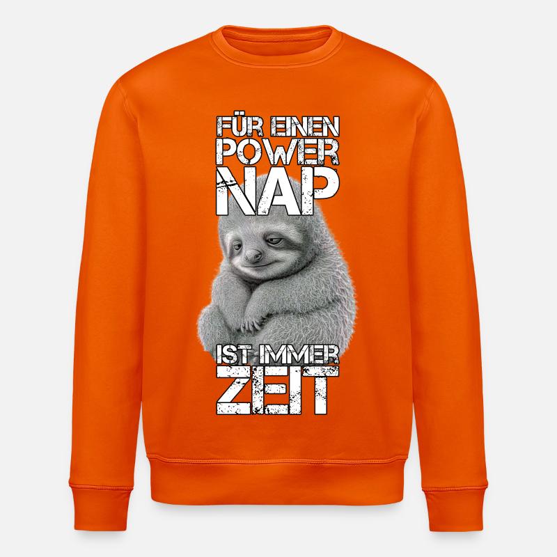 Faultier Power Nap Geschenk - Stanley/Stella Unisex Bio-Sweatshirt ROLLER - Tieforange