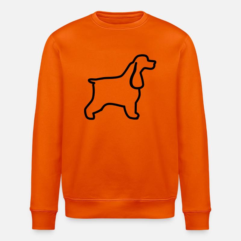 English Cocker Spaniel Outline - Stanley/Stella ROLLER Unisex Organic Sweatshirt - bright orange