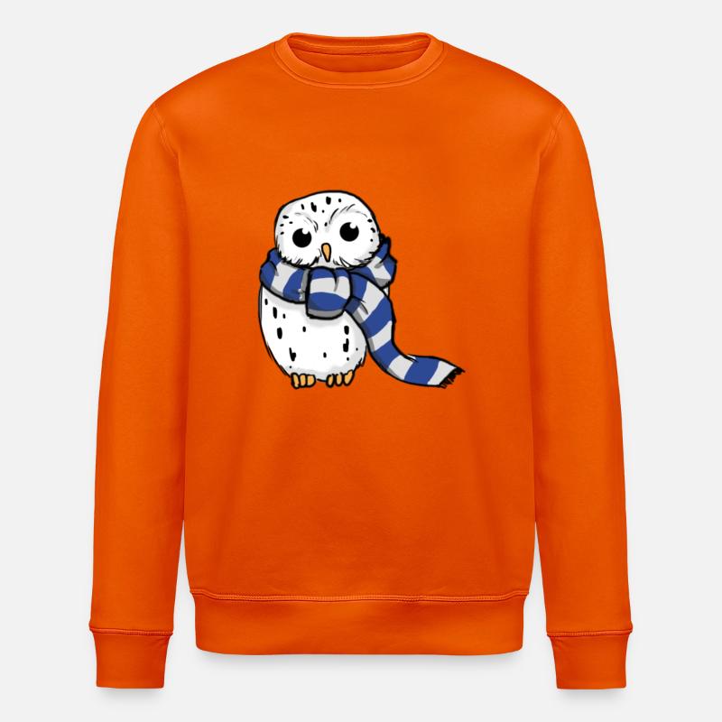 Schneeeule Blau-Weiß - Stanley/Stella Unisex Bio-Sweatshirt ROLLER - Tieforange